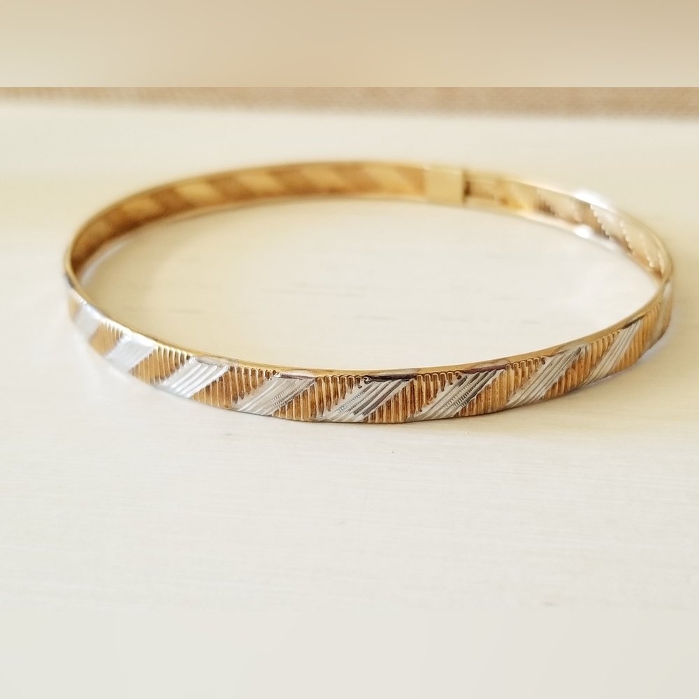 10K Two Tone Gold Bangle Bracelet